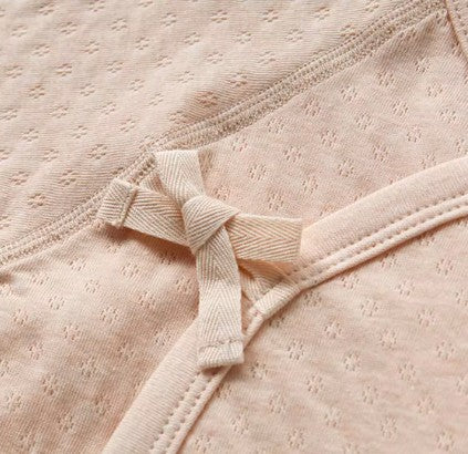 Light Brown Long-Sleeved Tie-Strap Triangle Romper for Babies - Natural Baby Clothing丨Pure, organic, dye-free care, cozy and gentle for babies