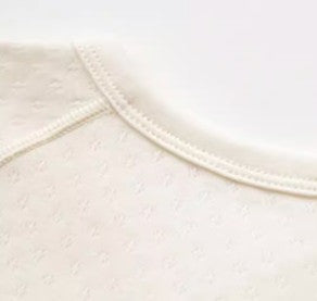 Cotton Natural Color Long-Sleeved Triangle Romper with Tie-Straps - Natural Baby Clothing丨Pure, organic, dye-free care, cozy and gentle for babies