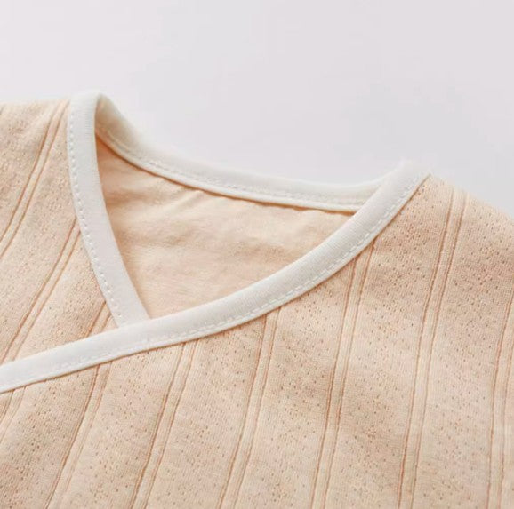 nfant Diagonal Placket Tie-Strap Vest for Easy Dressing - Natural Baby Clothing丨Pure, organic, dye-free care, cozy and gentle for babies