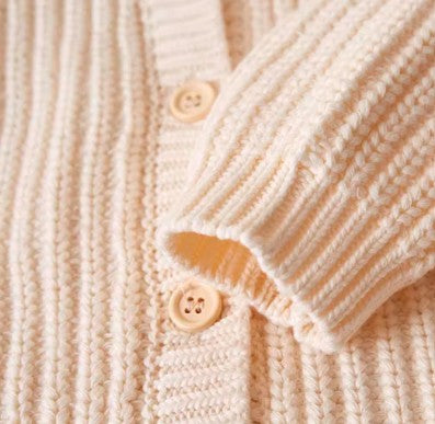 Knitwear Cardigan with Front-Opening Design for Easy Layering - Natural Baby Clothing丨Pure, organic, dye-free care, cozy and gentle for babies