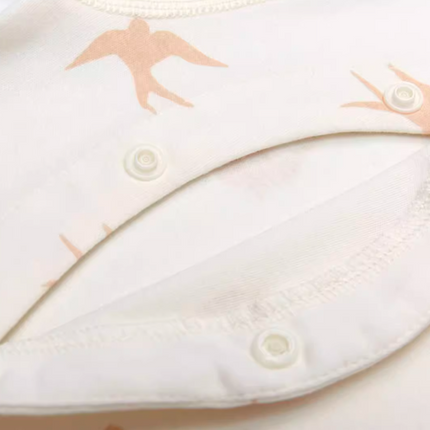 Round Neck Snap Button Romper with Easy-On Design for Baby's Comfort - Natural Baby Clothing丨Pure, organic, dye-free care, cozy and gentle for babies