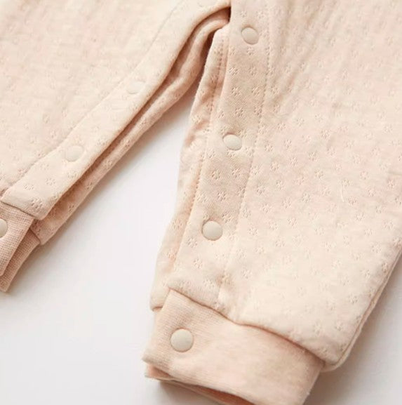 Baby Stand-Up Collar Snap Onesie with Long Sleeves - Natural Baby Clothing丨Pure, organic, dye-free care, cozy and gentle for babies