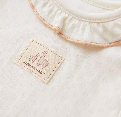 Shoulder Snap Long-Sleeved Triangle Romper for Babies - Natural Baby Clothing丨Pure, organic, dye-free care, cozy and gentle for babies