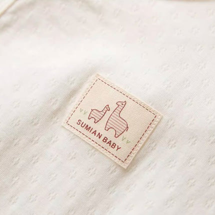 Baby Long-Sleeved Tie-Strap Onesie with Easy Diaper Change - Natural Baby Clothing丨Pure, organic, dye-free care, cozy and gentle for babies