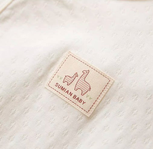 Baby Long-Sleeved Tie-Strap Onesie with Easy Diaper Change - Natural Baby Clothing丨Pure, organic, dye-free care, cozy and gentle for babies