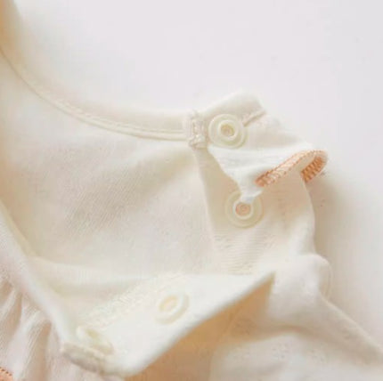 Shoulder Snap Long-Sleeved Triangle Romper for Babies - Natural Baby Clothing丨Pure, organic, dye-free care, cozy and gentle for babies