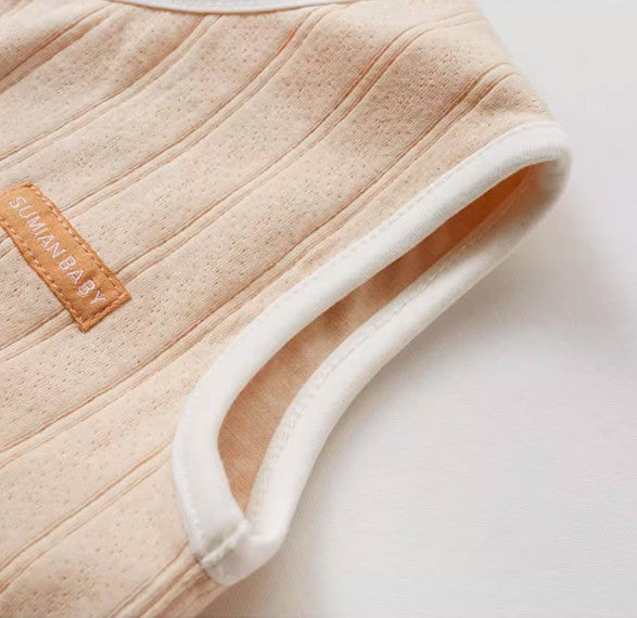 nfant Diagonal Placket Tie-Strap Vest for Easy Dressing - Natural Baby Clothing丨Pure, organic, dye-free care, cozy and gentle for babies