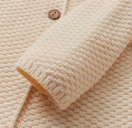 Natural Cotton Corn Knit Open-Front Cardigan with Breathable and Lightweight Design - Natural Baby Clothing丨Pure, organic, dye-free care, cozy and gentle for babies