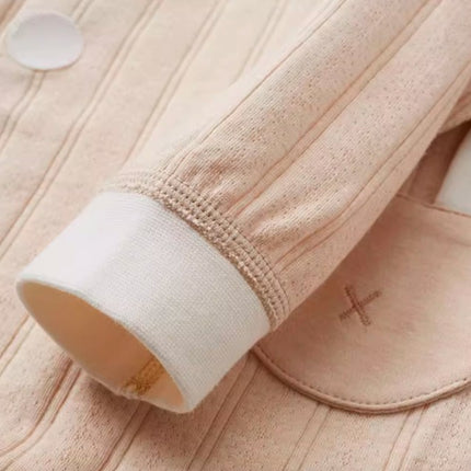 Diagonal Placket Tie-Strap Romper for Babies with Adjustable Fit - Natural Baby Clothing丨Pure, organic, dye-free care, cozy and gentle for babies