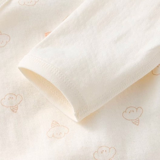 Long-Sleeved Tie-Strap Triangle Romper for Babies - Natural Baby Clothing丨Pure, organic, dye-free care, cozy and gentle for babies