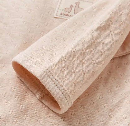 Light Brown Long-Sleeved Tie-Strap Triangle Romper for Babies - Natural Baby Clothing丨Pure, organic, dye-free care, cozy and gentle for babies