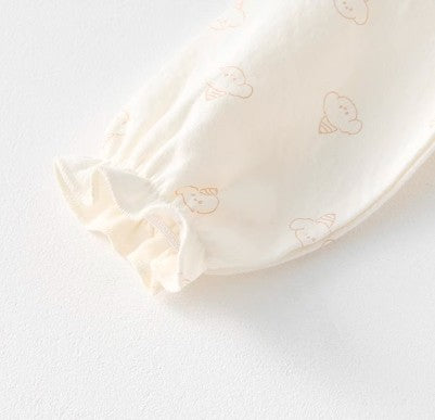 Baby Frilled Front-Opening Onesie with Snap Closure - Natural Baby Clothing丨Pure, organic, dye-free care, cozy and gentle for babies