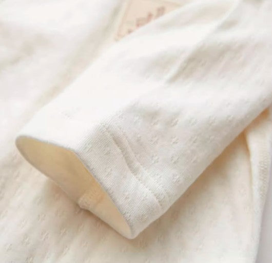 Baby Long-Sleeved Tie-Strap Romper for Comfort - Natural Baby Clothing丨Pure, organic, dye-free care, cozy and gentle for babies
