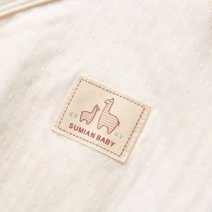 Cotton Natural Color Long-Sleeved Triangle Romper with Tie-Straps - Natural Baby Clothing丨Pure, organic, dye-free care, cozy and gentle for babies