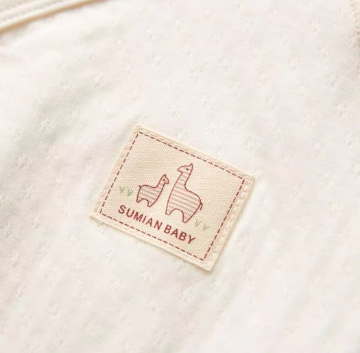 Cotton Natural Color Long-Sleeved Triangle Romper with Tie-Straps - Natural Baby Clothing丨Pure, organic, dye-free care, cozy and gentle for babies