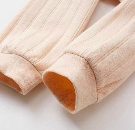 Light Brown Striped High-Waisted Wide-Leg Pants with Comfortable Fit for Casual and Stylish Wear - Natural Baby Clothing丨Pure, organic, dye-free care, cozy and gentle for babies