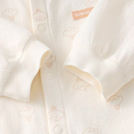 Baby Stand-Up Collar Front-Opening Onesie for Comfort - Natural Baby Clothing丨Pure, organic, dye-free care, cozy and gentle for babies