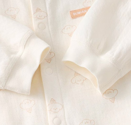 Baby Stand-Up Collar Front-Opening Onesie for Comfort - Natural Baby Clothing丨Pure, organic, dye-free care, cozy and gentle for babies