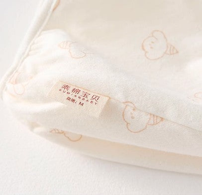 Baby Double-Layer Tie-Back Beanie with Adjustable Straps - Natural Baby Clothing丨Pure, organic, dye-free care, cozy and gentle for babies