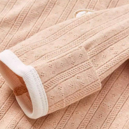 Diagonal Placket Tie-Strap Long Sleeve Romper for Baby - Natural Baby Clothing丨Pure, organic, dye-free care, cozy and gentle for babies