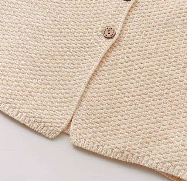 Natural Cotton Corn Knit Open-Front Cardigan with Breathable and Lightweight Design - Natural Baby Clothing丨Pure, organic, dye-free care, cozy and gentle for babies
