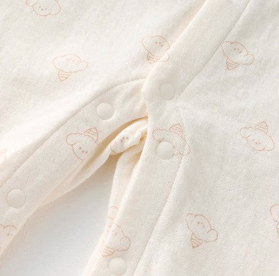 Baby Frilled Front-Opening Onesie with Snap Closure - Natural Baby Clothing丨Pure, organic, dye-free care, cozy and gentle for babies