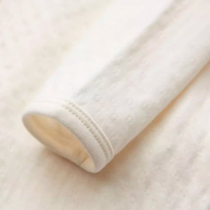 Cotton Natural Color Long-Sleeved Triangle Romper with Tie-Straps - Natural Baby Clothing丨Pure, organic, dye-free care, cozy and gentle for babies