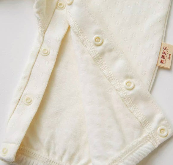 Baby Long-Sleeved Snap Onesie for Comfort and Convenience - Natural Baby Clothing丨Pure, organic, dye-free care, cozy and gentle for babies