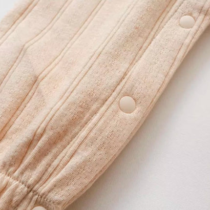 Baby Frilled Round-Neck Snap Onesie for Comfort and Style - Natural Baby Clothing丨Pure, organic, dye-free care, cozy and gentle for babies