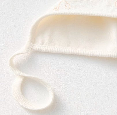 Baby Double-Layer Tie-Back Beanie with Adjustable Straps - Natural Baby Clothing丨Pure, organic, dye-free care, cozy and gentle for babies