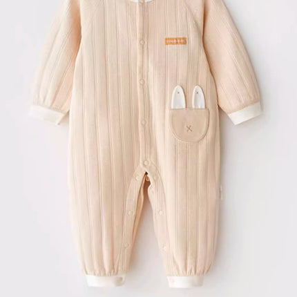 Front-Opening Round-Neck Snap Onesie for Baby with Easy Diaper Change - Natural Baby Clothing丨Pure, organic, dye-free care, cozy and gentle for babies