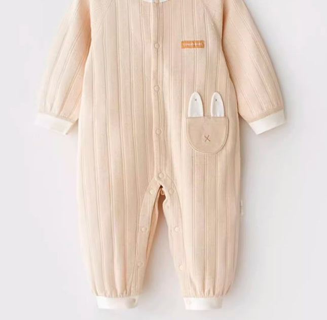 Front-Opening Round-Neck Snap Onesie for Baby with Easy Diaper Change - Natural Baby Clothing丨Pure, organic, dye-free care, cozy and gentle for babies