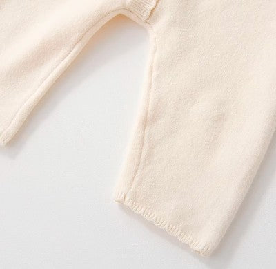 Long-Sleeved Knitted Romper for Comfort and Warmth - Natural Baby Clothing丨Pure, organic, dye-free care, cozy and gentle for babies