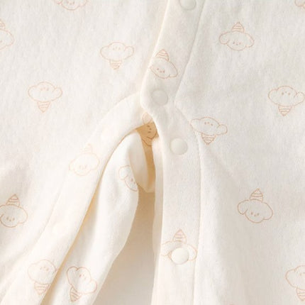 Baby Stand-Up Collar Front-Opening Onesie for Comfort - Natural Baby Clothing丨Pure, organic, dye-free care, cozy and gentle for babies