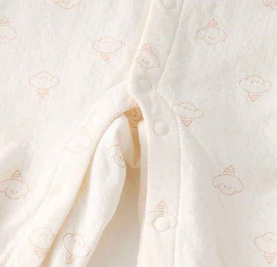 Baby Stand-Up Collar Front-Opening Onesie for Comfort - Natural Baby Clothing丨Pure, organic, dye-free care, cozy and gentle for babies