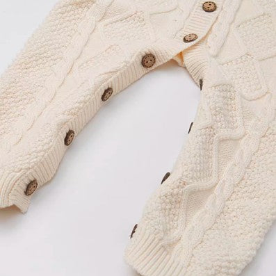 Natural Cotton Knitted Onesie with Soft and Breathable Fabric for Comfortable All-Day Wear - Natural Baby Clothing丨Pure, organic, dye-free care, cozy and gentle for babies