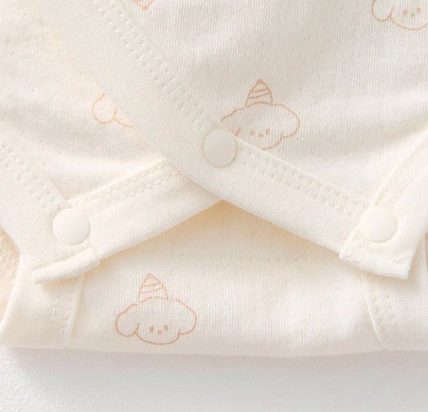 Long-Sleeved Tie-Strap Triangle Romper for Babies - Natural Baby Clothing丨Pure, organic, dye-free care, cozy and gentle for babies