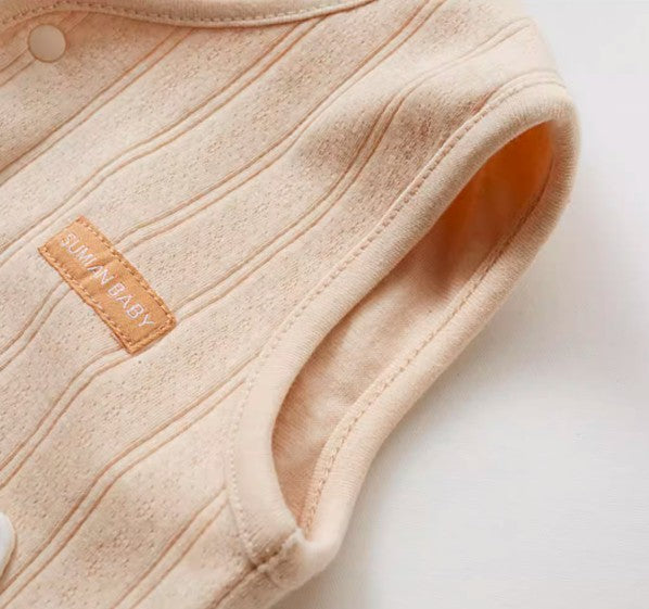 Front-Opening Double-Layer Vest for Babies with Adjustable Fit - Natural Baby Clothing丨Pure, organic, dye-free care, cozy and gentle for babies