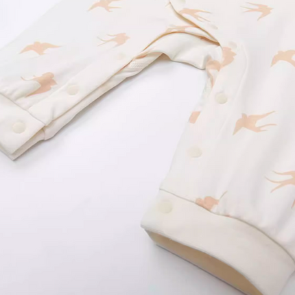 Asymmetrical Placket Snap Button Romper with Adjustable Fit for Comfort and Style - Natural Baby Clothing丨Pure, organic, dye-free care, cozy and gentle for babies