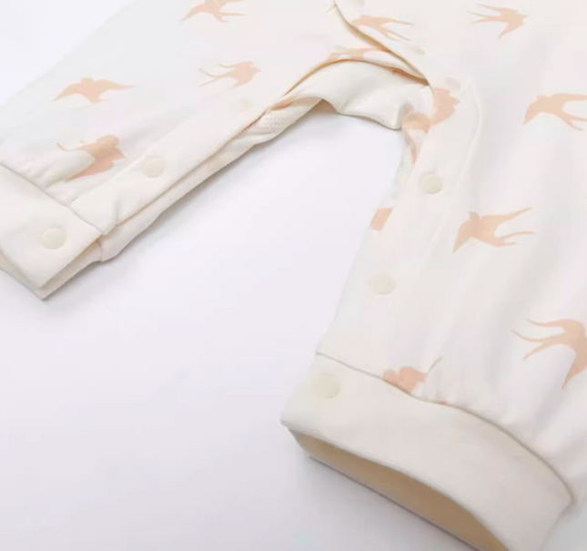 Asymmetrical Placket Snap Button Romper with Adjustable Fit for Comfort and Style - Natural Baby Clothing丨Pure, organic, dye-free care, cozy and gentle for babies