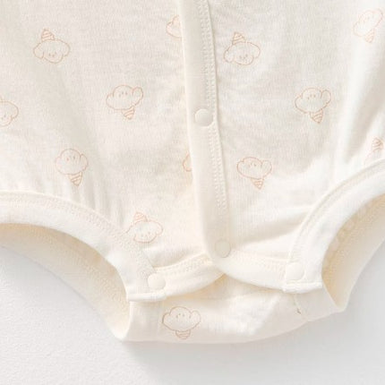 Long-Sleeved Front-Opening Triangle Romper for Infants - Natural Baby Clothing丨Pure, organic, dye-free care, cozy and gentle for babies