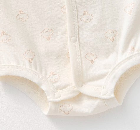 Long-Sleeved Front-Opening Triangle Romper for Infants - Natural Baby Clothing丨Pure, organic, dye-free care, cozy and gentle for babies