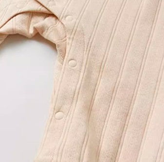 Diagonal Placket Collared Snap Button Baby Romper with Adjustable Fit - Natural Baby Clothing丨Pure, organic, dye-free care, cozy and gentle for babies