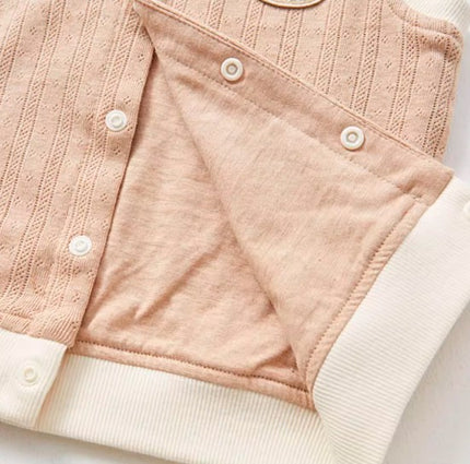 Stand-Up Collar Double-Layer Vest with Adjustable Fit for All Seasons - Natural Baby Clothing丨Pure, organic, dye-free care, cozy and gentle for babies