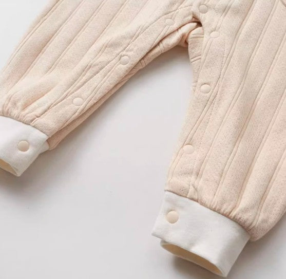 Baby Peter Pan Collar Snap Button Romper for Easy Dressing - Natural Baby Clothing丨Pure, organic, dye-free care, cozy and gentle for babies