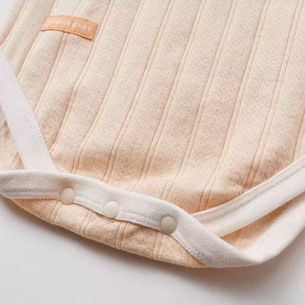 Front-Opening Long-Sleeved Triangle Romper for Babies - Natural Baby Clothing丨Pure, organic, dye-free care, cozy and gentle for babies