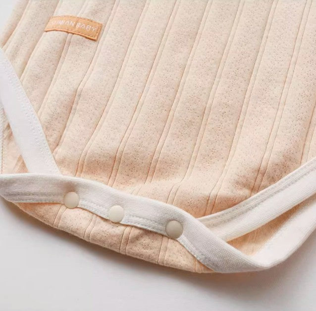 Front-Opening Long-Sleeved Triangle Romper for Babies - Natural Baby Clothing丨Pure, organic, dye-free care, cozy and gentle for babies