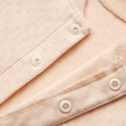 Baby Stand-Up Collar Snap Onesie with Long Sleeves - Natural Baby Clothing丨Pure, organic, dye-free care, cozy and gentle for babies