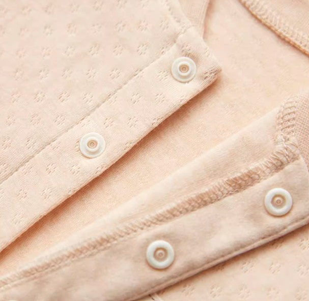 Baby Stand-Up Collar Snap Onesie with Long Sleeves - Natural Baby Clothing丨Pure, organic, dye-free care, cozy and gentle for babies