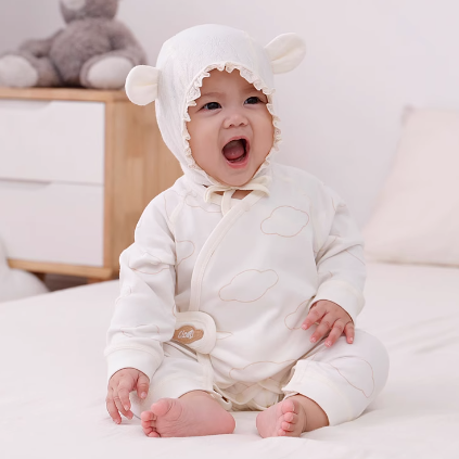 Autumn Winter Organic Cotton Warm Newborn Baby Romper Cute Cloud Dye-free Long Sleeve Jumpsuit - Natural Baby Clothing丨Pure, organic, dye-free care, cozy and gentle for babies